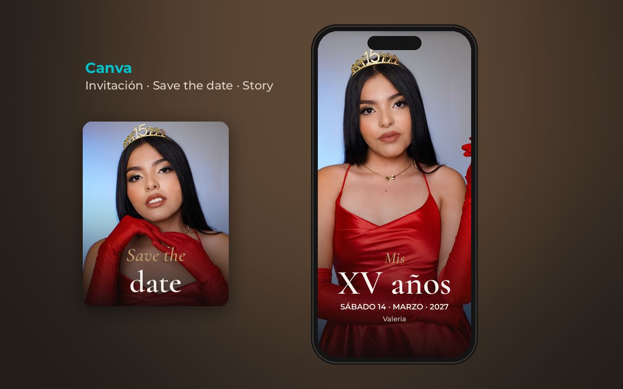 Plantillas de invitación de XV en Canva